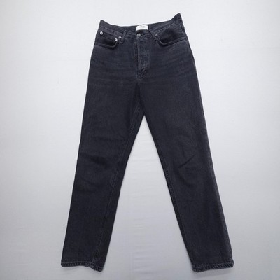 AGOLDE Fen High Rise Relaxed Taper in Shambles Size 26 Black Button Fly Cotton