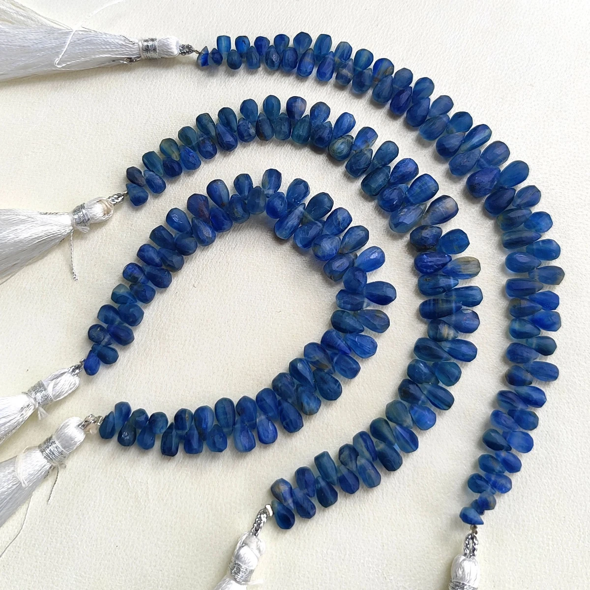 Natural Kyanite Gemstone 6x4 to 9x5 mm Unpolished Drop Shape Beads 7" Strand