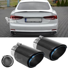 For AUDI A5 A4 A3 2X 2.5" Inlet 3.5" Outlet Real Carbon Fiber Exhaust Tip Pipe