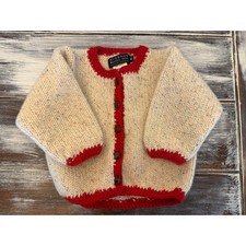 Blarney Woolen Mills Child s Cardigan Cream with Red Lining Size Medium Ireland