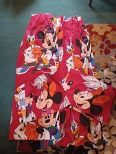 Four Vintage Mickey Mouse and friends Window Curtain Drape Panel Pinch Pleat