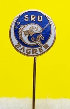 SRD Zagreb, Fishing, Angeln, Peche, Fish, hook, haken, vintage badge KASUN 1960s