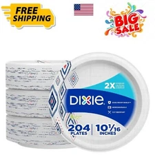 Disposable Paper Plates Recyclable Everyday Plates Dinner Size 10" Bulk 204 Pack