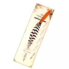Natural Orange Tipped Lady Amherst Pheasant Retro Feather Calligraphy Dip Qui...