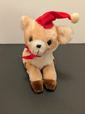 8" Vintage Russ Berrie  CO Holly Reindeer Stuffed Animal Plush Christmas