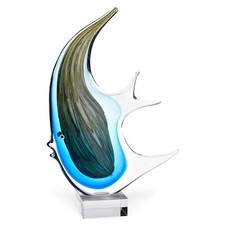 Elegant and Modern Murano Style Art Glass Colorful Figurines - Angel Fish, 16"