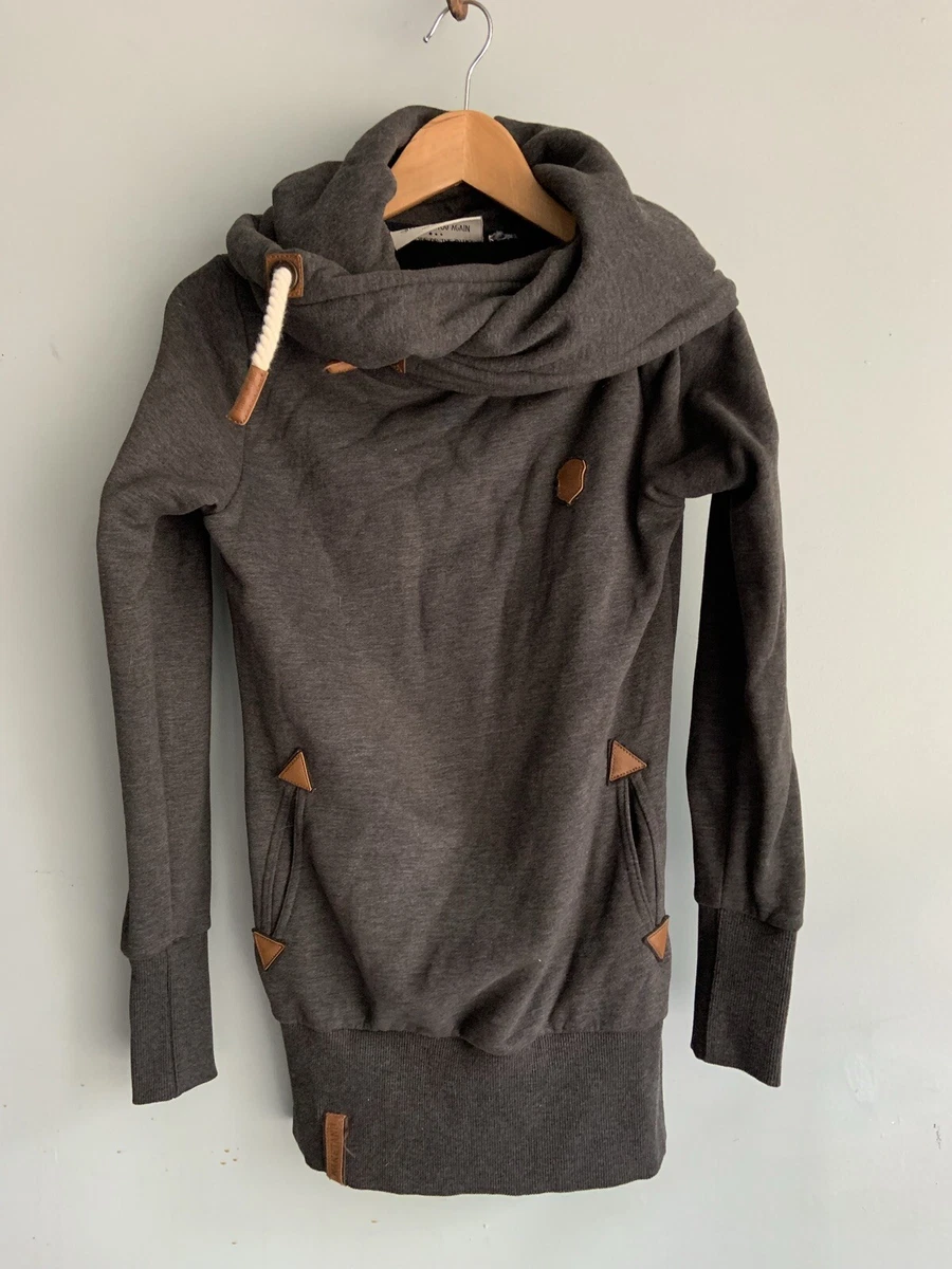 NAKETANO Gray Pullover Hoodie Hooded Sweatshirt BRAVE NEW WORLD Womens S