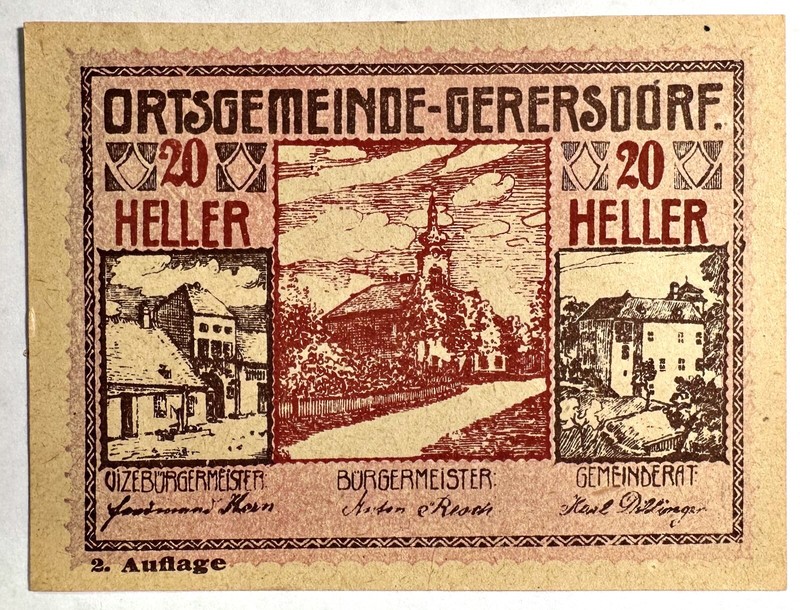 Banknote, Austria, Gerersdorf, 20 Heller, Eglise, 1920 NT1121