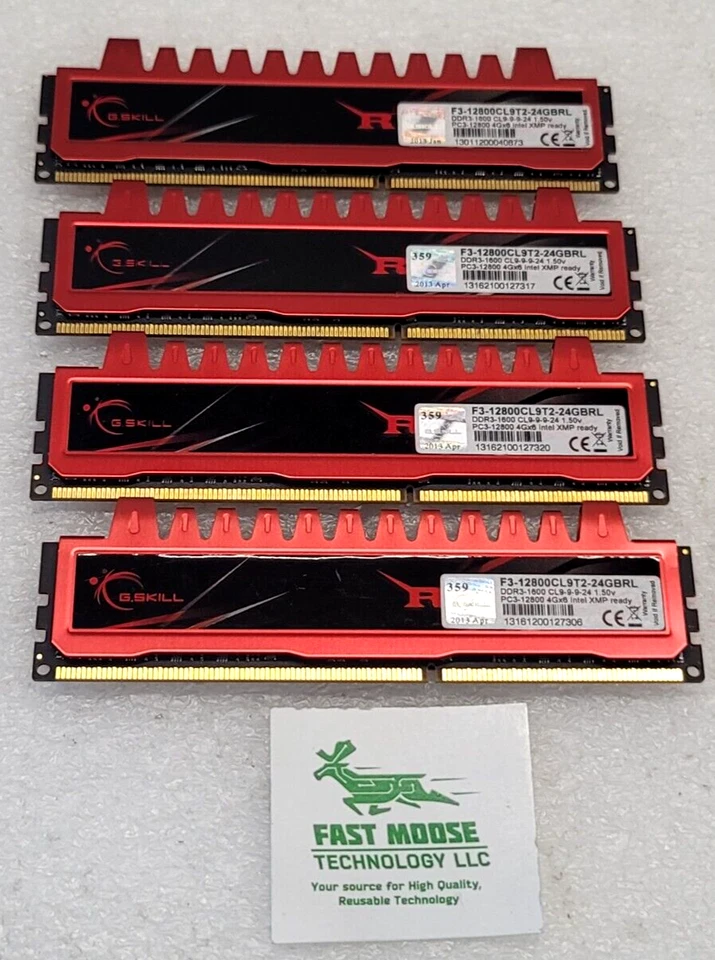 16GB (4x4GB) PC3-12800U DDR3-1600MHz G.Skill F3-12800CL9T2-24GBRL - Image 2 of 3