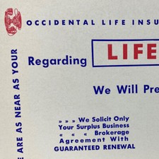 Vintage 1950s Occidental Life Insurance Harry Freeman Mark Barichievich Blotter