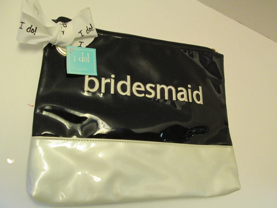 Estuche de transporte para boda "Dama de honor", charol negro, pastel de barro, nuevo con etiquetas Foto 2 de 3