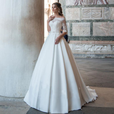 wedding dress lace up corset Andrea & Leo WL087 Long Bridal Floral Lace Applique Corset Wedding Dress
