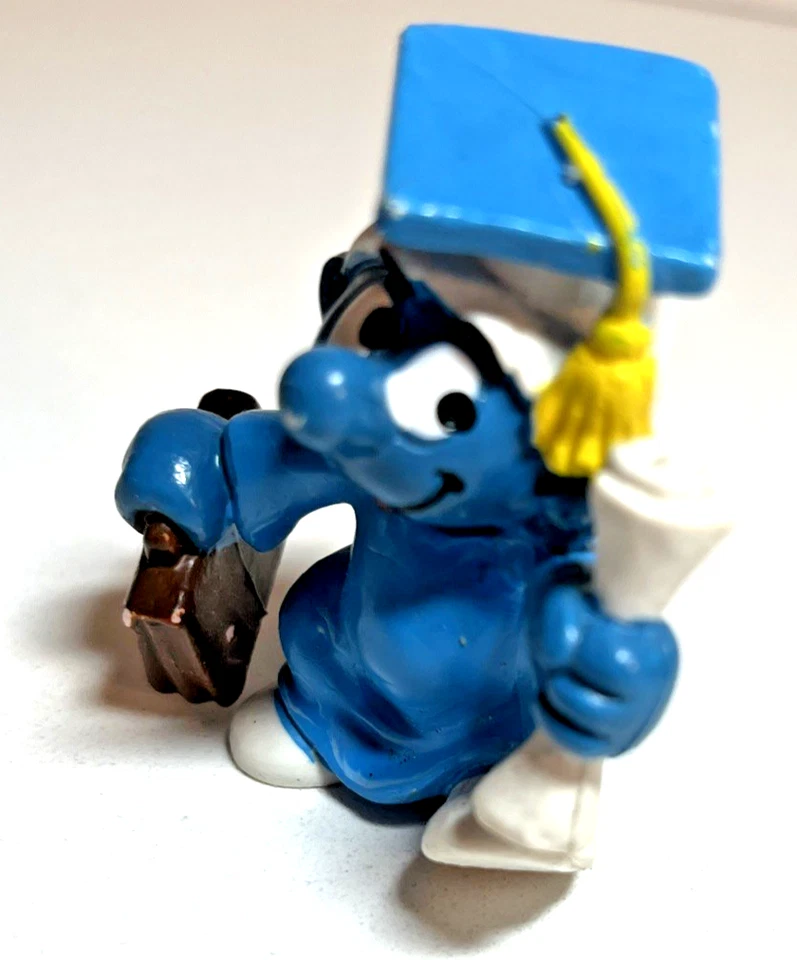 Graduate Smurf Cap & Gown Diploma Briefcase Graduation Authentic 20130 Vtg 1980 - Image 3 of 4