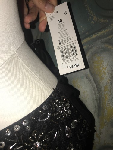 NWT F&F Women's Black Embellished Jeweled shoulder top sz US 14 Fancy Date night - Picture 5 of 8