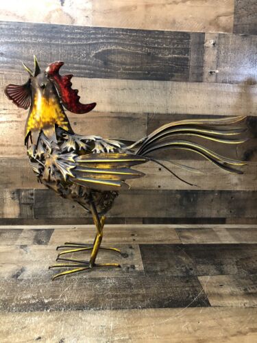 Large Metal Rooster / Chicken Sculpture Rustic Farmhouse Country Farm Decor  22” - Picture 1 of 14