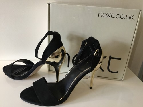 NEXT black u0026 gold NEW stilettos sandals heels size UK 7 BNIB EU 41 | eBay