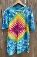 VTG 80s 90s Tie Dye Blank Hippie Psychedelic Single Stitch T Shirt L/XL Festival
