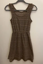 Urban Outfitters Pins and Needles Lined Mesh Crochet Dress Brown Women’s Small