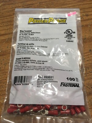 (100) Power Phase® - 22-16 AWG #8 Stud Vinyl Insulated Butted Seam ...