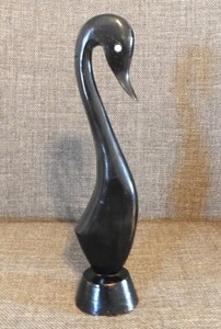 Vintage 1950's Solid Wood Swan Figurine Abstract Art Statue Retro Screams MCM