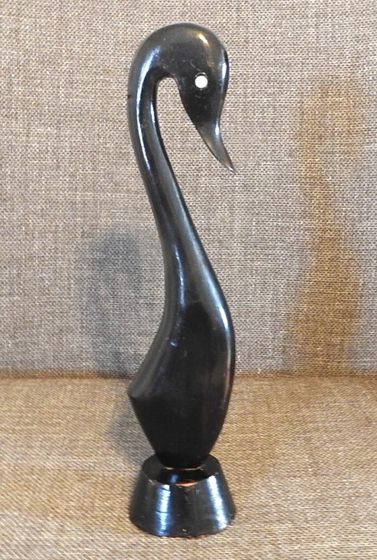 Vintage 1950's Solid Wood Swan Figurine Abstract Art Statue Retro Screams MCM