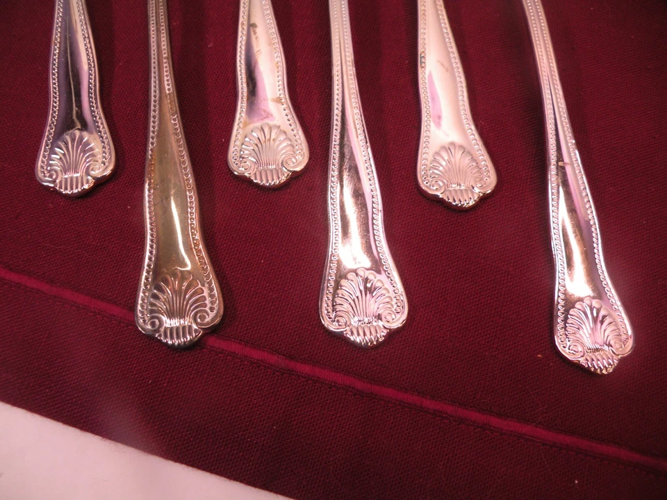 Set Of 6 TOWLE Supreme STUART SHELL Silverplate Dinner Forks 7 3/8" - Image 4 of 4