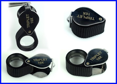 Jewelers Loupe Lens Magnifier Loupe Triplet 10 x (Power) Black Chrome 