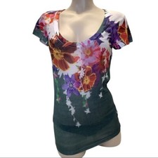 Floral V-neck Sublimation Tee Made in USA