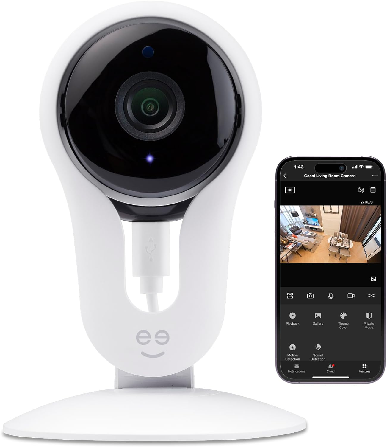 Aware 1080P HD Smart Camera – Indoor Home Security Camera – No Hub Required – Mo
