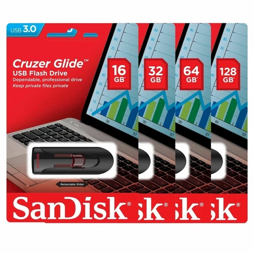 SanDisk Cruzer Glide 16GB 32GB 64GB 128GB 256GB Flash Drive Memory Stick 3.0 Lot