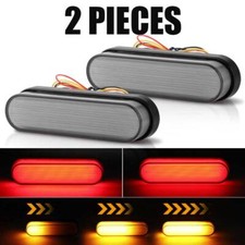2pc 4 Redamber Oval Led Truck Trailer Stop Turn Tail Brake Lights Flowing Drl