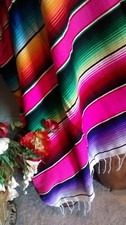 Serape Pink Multicolored Mexican Blanket Couch From Mexico Large