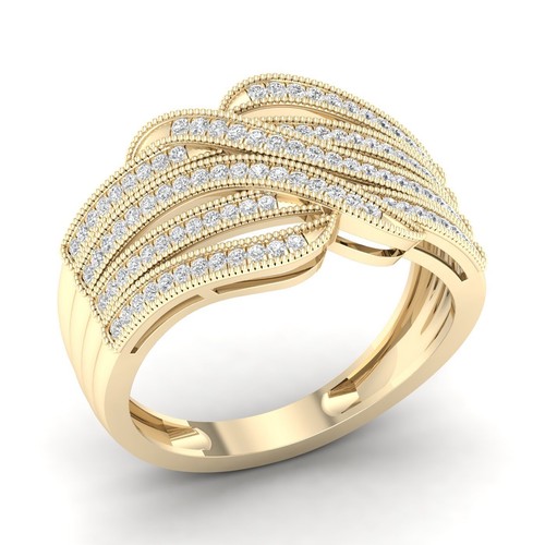 10k Yellow Gold 1/2 Ct Round Diamond Halo Engagement Wedding Ring Size 8 - Picture 2 of 5