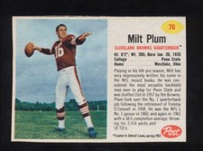 1962 Post Cereal Football   Milt Plum  # 70   Set Break