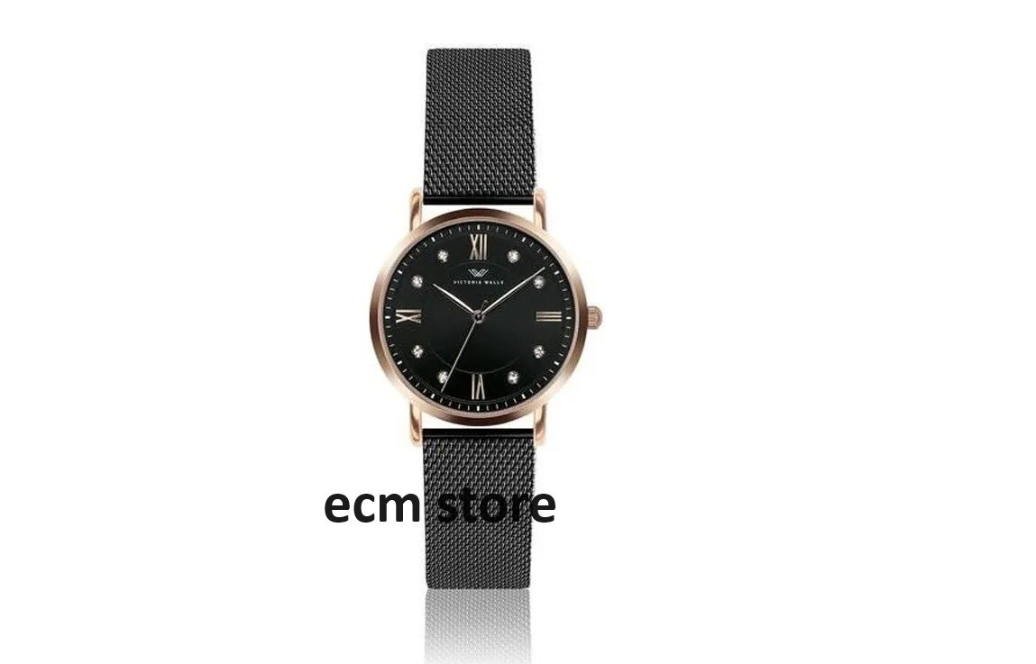 Montre femme Victoria Walls noire et rose gold pour le bureau