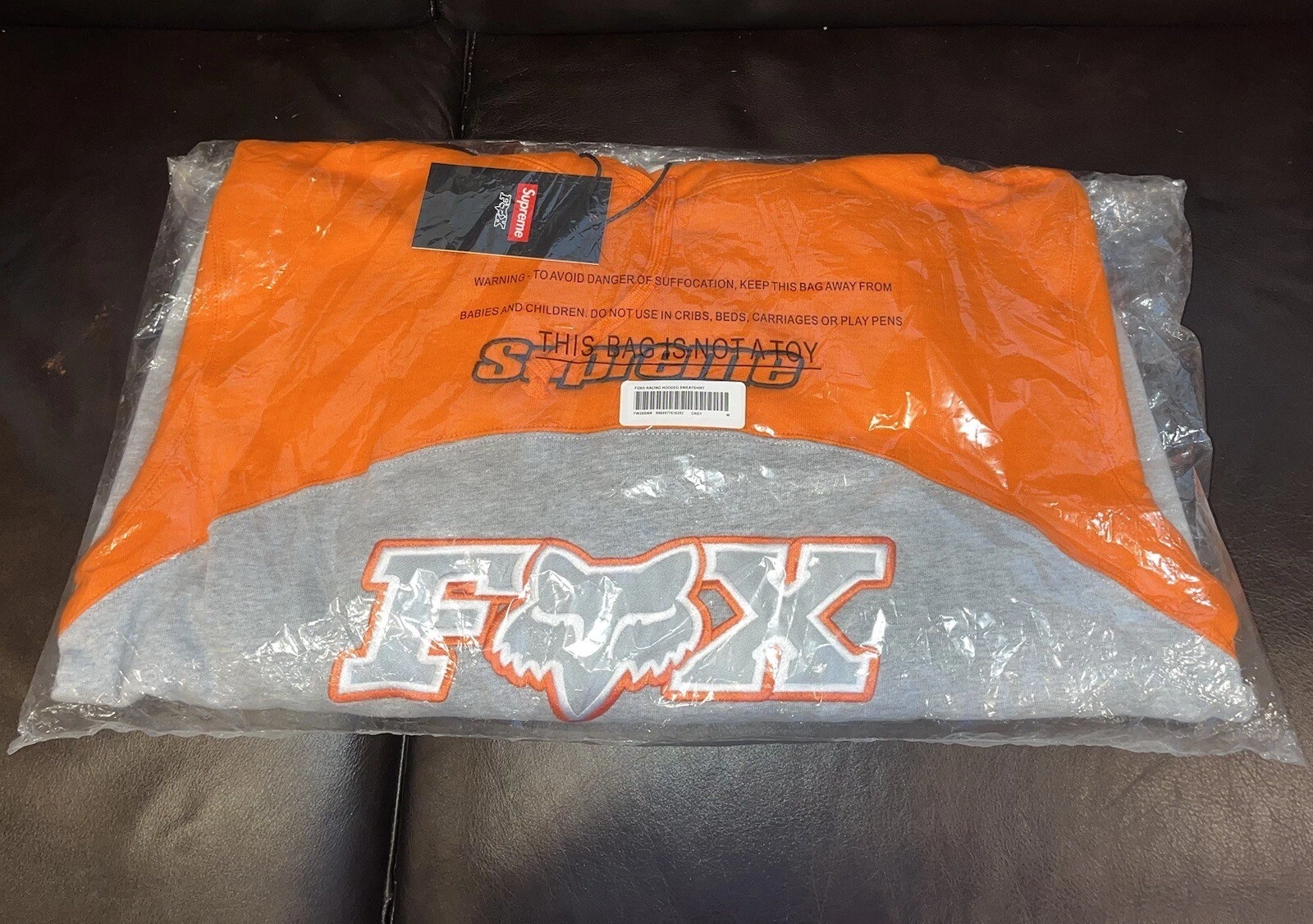 Sweat à capuche Supreme Fox Racing taille gris moyen FW20 FW20SW8 neuf 2020