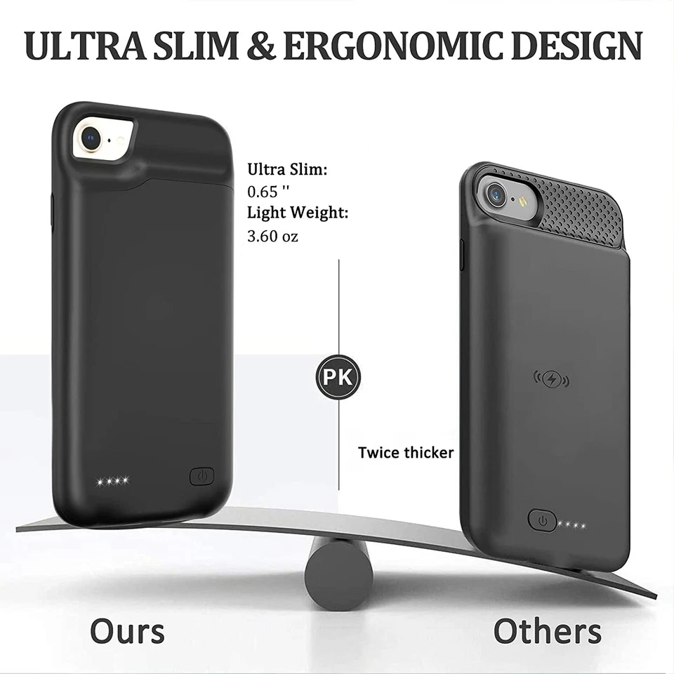 Extended Battery Charge Case For iPhone 6s 7 8 Plus SE Portable Power Bank Cover - Image 4 of 4