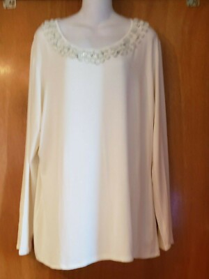 MARINA RINALDI off white  sweater top tunic with stones  MR L / US  XL