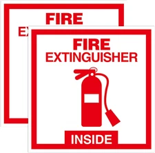 2 PCS Fire Extinguisher inside Sign Stickers,Self Adhesive Vinyl Safety Label Wa