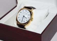 Robert Lighton Wristwatch HUDSON SOLID 18KT GOLD W/ BROWN Leather Strap