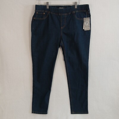 Beau Dawson Women's Elastic Waistband Mid-Rise Jeggings Size L Dark Wash NWT