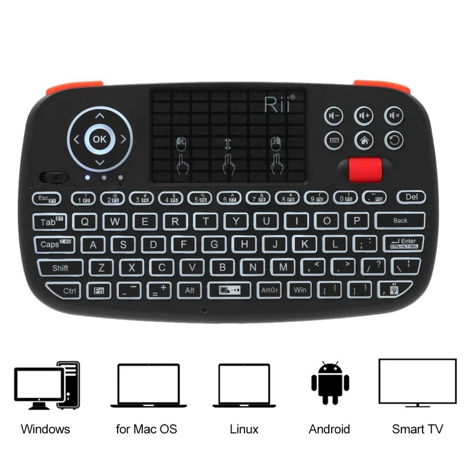 Rii i4 Mini Bluetooth Wireless Keyboard With Touchpad 2.4GHz Backlit Mouse - Image 4 of 4