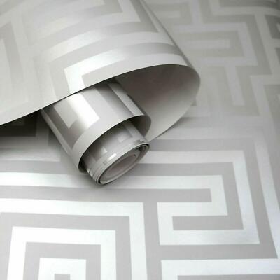 Holden Dekor Grau Metallic Silber Glitzernde Industrie Labyrinth Tapete Geometrisch
