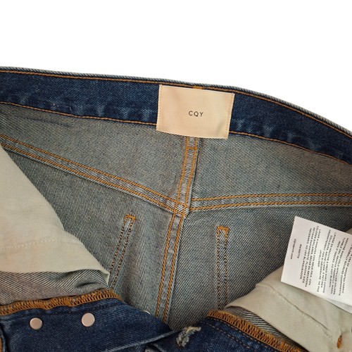 CQY NWT New Jeans Womens 28x29" Blue Straight Leg High Rise Distressed Ankle - Picture 13 of 19