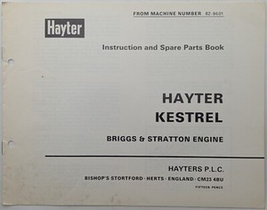 Original Hayter Turmfalke Rasenmäher Anleitung & Teileliste, 1982, Briggs Motor