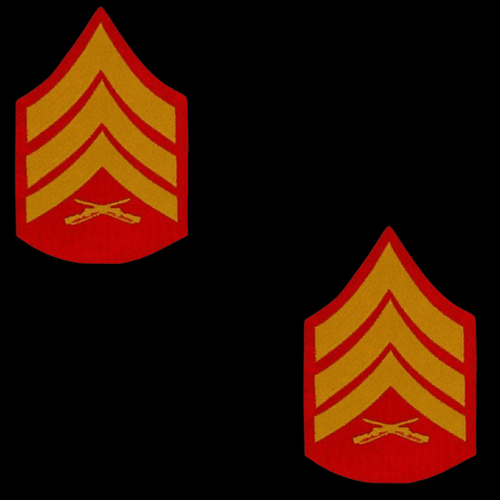 US Marine Corps Chevron E-2 TO E-9 REGULATION GOLD EMBROIDERED ON RED PATCH MALE - Picture 20 of 33
