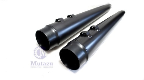 MUTAZU Matte Black Megaphone Slip-On Mufflers Exhaust 1995-2016 Harley Touring - Afbeelding 2 van 6