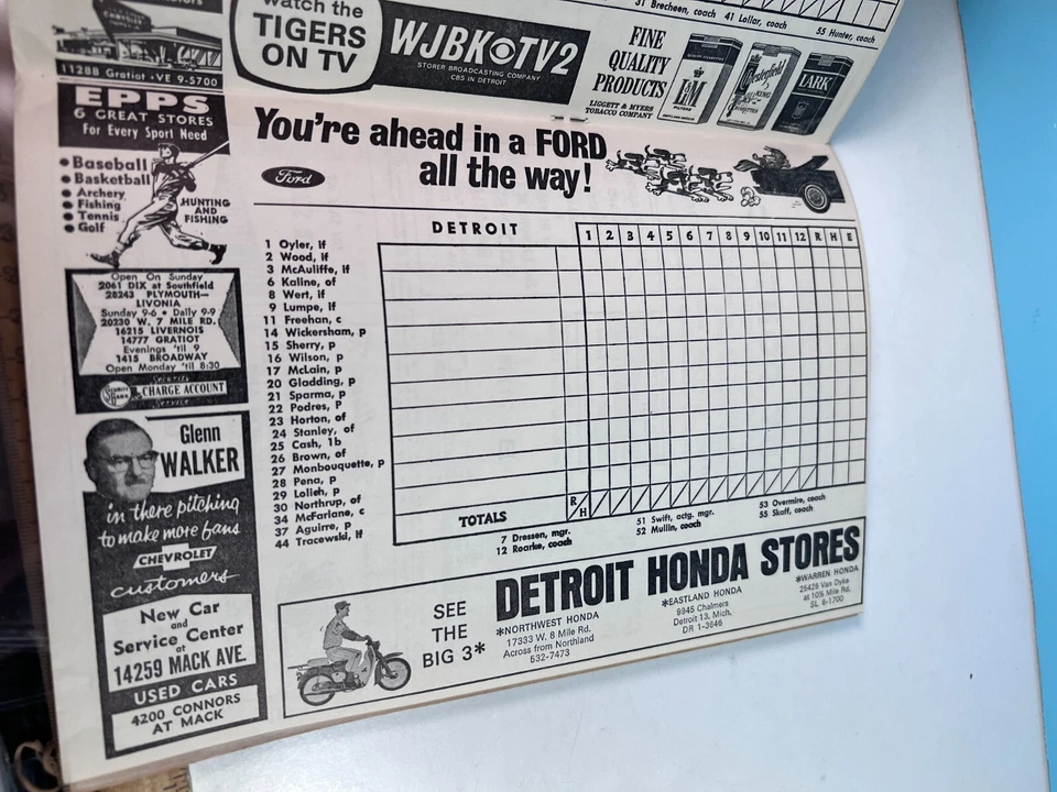 🔥1966 Detroit Tigers Baseball Program v Orioles Unscored HIGH GRADE🔥 - Image 4 of 4