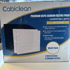 Cabiclean Premium Hepa Carbon Filters Pack 2 Hepa 6 Carbon Compatible AP-1512HH