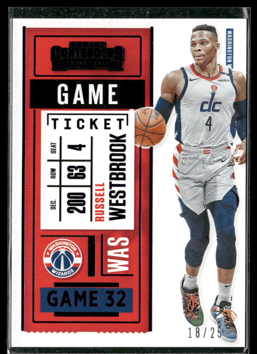 2020-21 Panini Contenders #60 Russell Westbrook Game Ticket Purple #/25